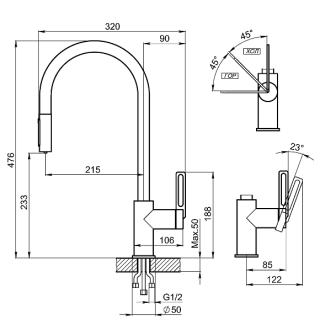 Смеситель для кухни Granula 8168, ТУРМАЛИН Турмалин